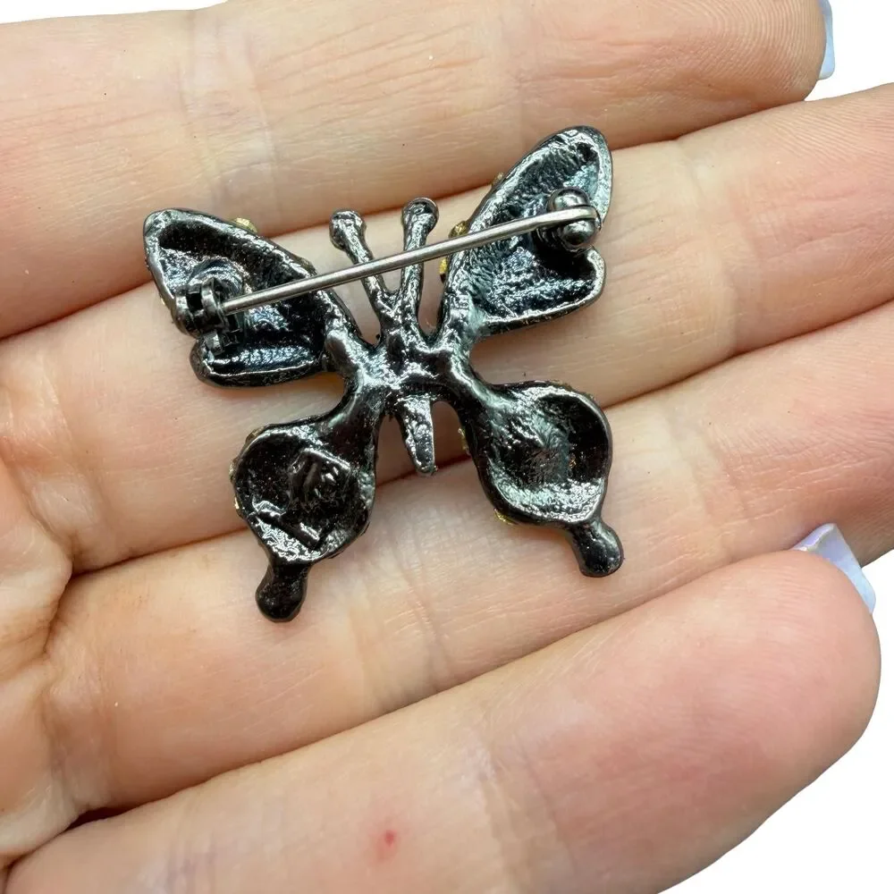 Vintage Jewelry Rhinestone Butterfly Brooch Pin